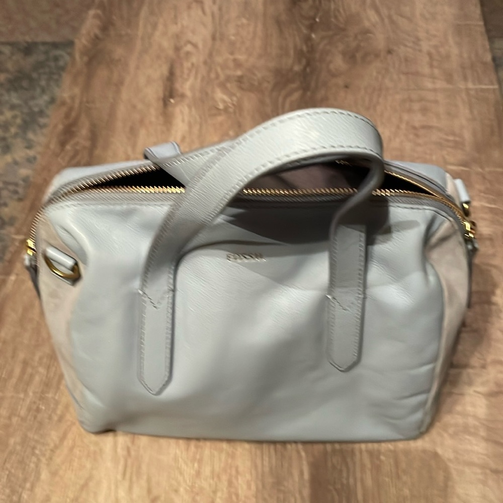 NWOT Fossil robin egg blue leather/suede purse, pristine interior/exterior